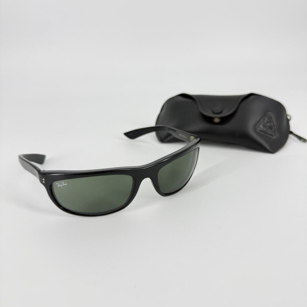 VINTAGE B&L RAY-BAN L2870 UWAO G15 BLACK EBONY BALORAMA WRAP SUNGLASSES + CASE